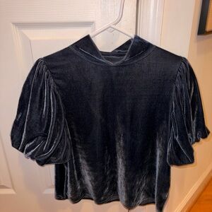 Free People Velvet Puff Sleeve